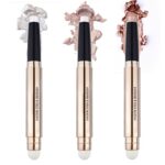 Eyeshadow Stick,3Pcs Dual-Ended Brown Metallic Eyeshadow Stick Metallic Shimmer Cream Eyeshadow Pencil Waterproof Long Lasting Smoky Eye Shadow P