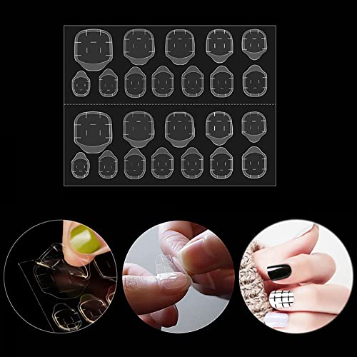 ILamourCar False Nails Stickers, 240 Pcs Double-Side Glue Nail Sticker, Waterproof Breathable False Nail Glue Stickers for DIY Nail Art Decoratio