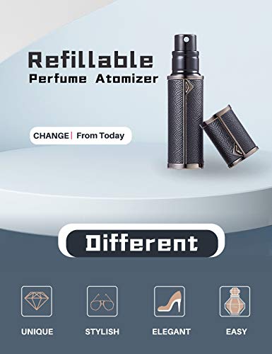 AsaNana Perfume Atomiser, Refillable & Travel Size Perfume Bottle, Leaking Proof,Bottom Pump without Funnel, Luxurious Small women and men, 5ml (