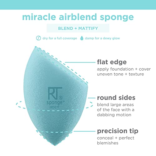 REAL TECHNIQUES New Miracle Airblend Sponge for Foundation - Matt Finish (1 Pack)