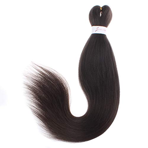 Leeven 3 Packs Pre Stretched Braiding Hair Extension Yaki Texture EZ Braids Hair for Coi Leray Braids Black Braiding Crochet Hair Extensions /30