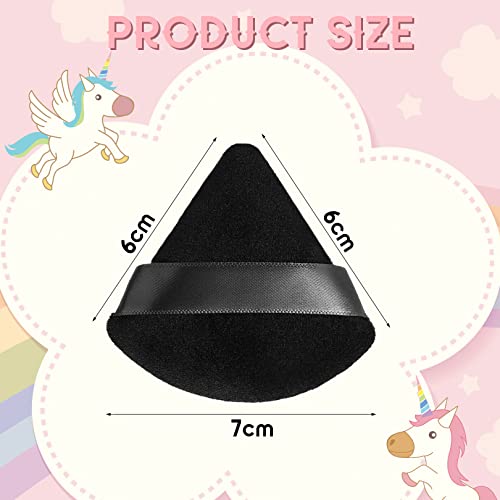 Powder Puff Makeup Puff Triangle Powder Puff Soft Powder Sponge Reusable Makeup Triangle Sponges with Strap (Black and White) (1 black + 1 white)