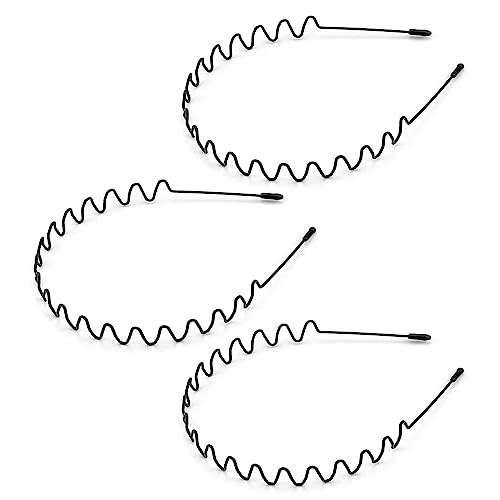 Hair Bands for Men, Non-Slip Sports Fashion Headband, Mens Metal Hair Band, Hair Hoop for Outdoor Sports, Weddings, Daily Wear (3 Pieces)