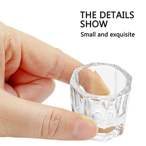 Hioph 10pcs Dappen Dish for Acrylic Nails, Acrylic Powder Holder, Acrylic Glass Jar Dampen Dish Liquid Cup for Nail Art Manicure Care Tools