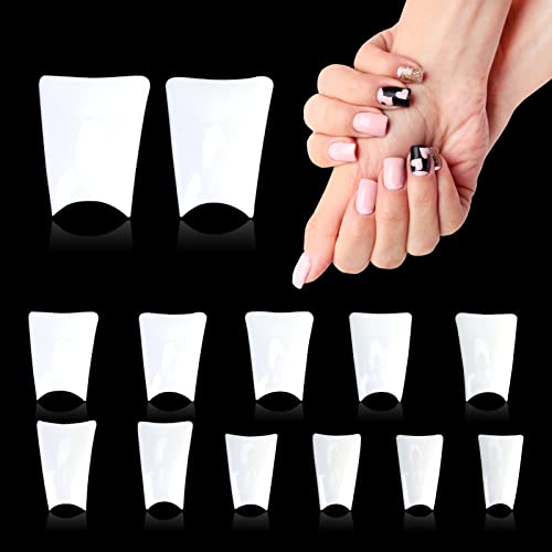 JSRQT 550 Pcs Clear Duck Nail Tips, 11 Size Wide False Nail Tips for Acrylic Nails, French Fake Nail Tips Nail Extension Duck Feet Style Nail Tip