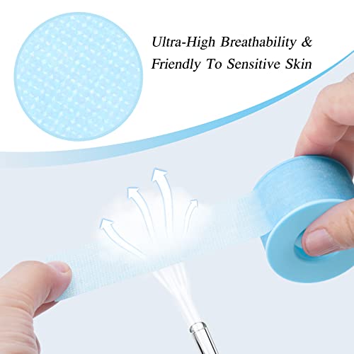 QUEWEL Lash Tape For Eyelash Extensions, Blue Eyelash Tape Microfoam Tape Eye Lint Free Tape Eyelash Breathable Tape Sensitive Skin Stick Well Ey