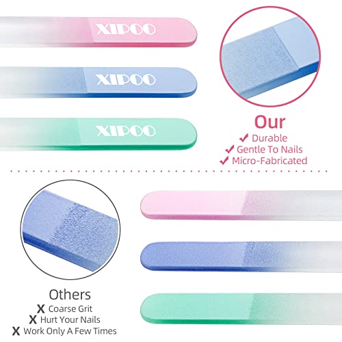Nail File Glass Nail File 3 Pack Premium Glass Nail File with Case Crystal Nail File Professional Salon Manicure Tool for Natural Nails