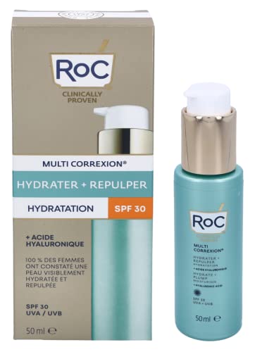 RoC - Multi Correxion Hydrate + Plump Moisturiser SPF30 - Anti-Wrinkle Treatment - UVA/B Protection - with Hyaluronic Acid - 50ML