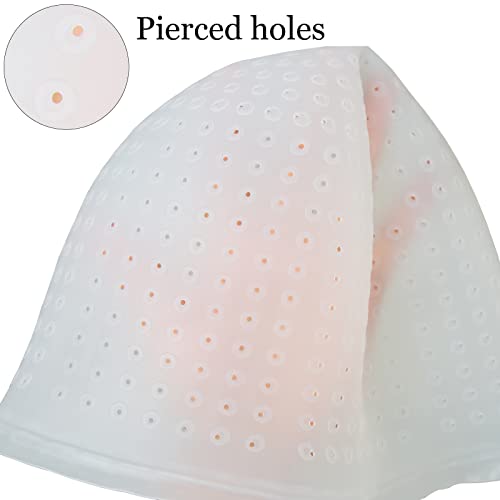 Punched Hole Silicone Highlight Hair Cap with Needle Professional Reusable Highlighting Poked Hole Caps with Hooks for Color Hair Salon Hairdress