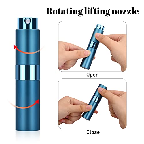 suchkawe Perfume Atomizer, 2 Pieces 8ML Mini Portable Atomizer Perfume Bottle, Travel Perfume Atomiser Bottle Refillable with Funnel, Bottom Pump