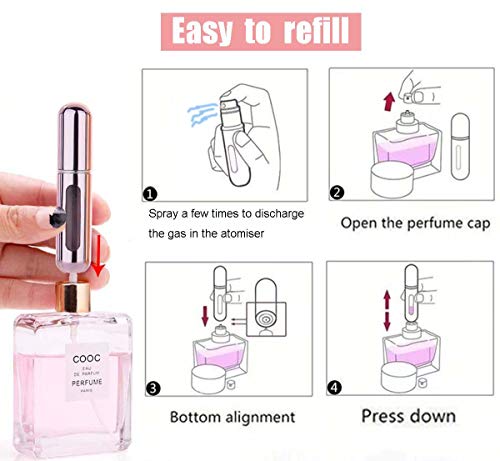 Perfume Atomizer Refillable, 8 ml Refillable Atomiser Perfume Spray Bottle Mini Underfill Empty Travel Bottle Clear Visual Container Bottle Set o