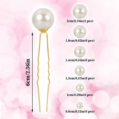 Lusofie 36Pcs Bridal Hair Pearls, Pearl Hair Pins Wedding Preals for Hair Pearl Bobby Pins Pearl Wedding Hair Pins for Women Girl(6 Sizes)