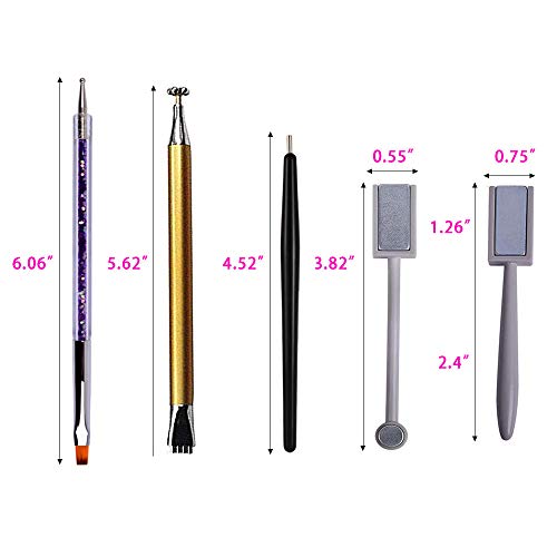 Nail Magnet Tool Set 5Pcs,Nail Art Kit Double Head Flower Design Nail Magnet Pen And Strong Magnet Stick Board Dotting Pens, Idea For DIY 3D Magn