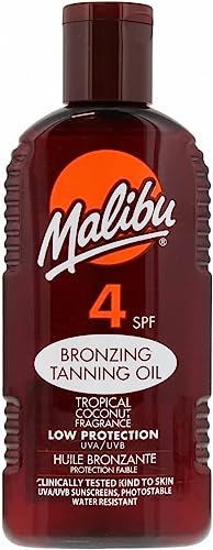 Malibu Sun SPF 4 Bronzing Tanning Oil, Water Resistant, Coconut Scented with UVA and UVB protection, 100ml