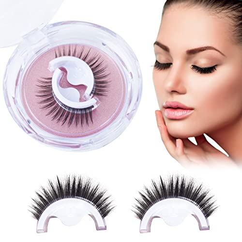 AWAVM False Eyelashes,1 Pair False Eyelashes Natural,Wispy Eyelashes,Self Adhesive Eyelashes,Reusable 3D Lashes,Self Stick Lashes Reusable Waterp