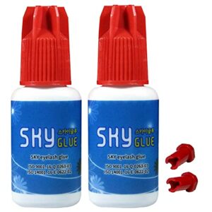 2 Bottles Sky Glue S+ Long Retention Eyelash Extension Glue Professional Black Eyelash Extension Adhesive 1-2s Fast Drying 6-8 Weeks Lasting time