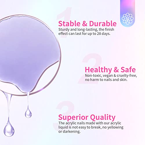 Saviland 120ml Monomer for Acrylic Nails – Acrylic Liquid Monomer for Acrylic Powder Non-Yellowing MMA-Free Formula Acrylic Monomer Liquid for Ac