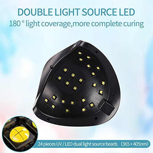 Hankeer 48W LED UV Nail Lamp with USB Interface line,24 Lights Gel Polish Nail Curing Lamp Light ,Suitable for Beginners and Home Salon (8T-USB)