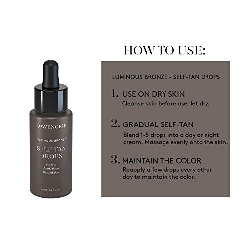 Facial Self Tanner by Löwengrip – Gradual Self Tanning Drops For Face, Mix in Your Moisturizer, Bronzer Drops – 30 ml