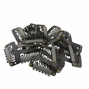 20 Pcs Metal Snap Clips for Hair Extensions and Wefts (32mm, Dark Brown)