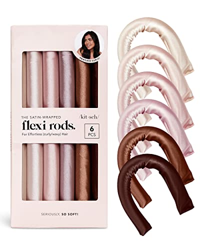 Kitsch Heatless Hair Curler - Satin Covered Heatless Hair Curlers for Long Hair | Flexi Rods for Heatless Curls for All Hair Types | Hair Curlers