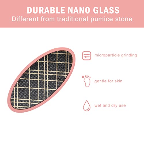 VKK Foot Files with Nail File Set, New Nano Glass Foot Scraper for Feet Hard Skin Callus Remover, Pedicure Sets for Feet (VKK Foot Files Pink)