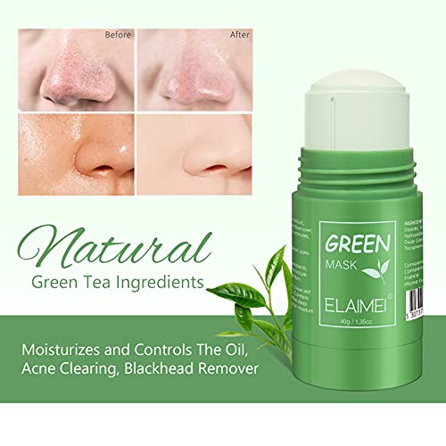 Green Tea Cleansing Mask Stick,Solid Mask,Purifying Clay Mask, Face Moisturizes Oil Control, Deep Clean Pore,Blackhead Remover,Improves Skin,for