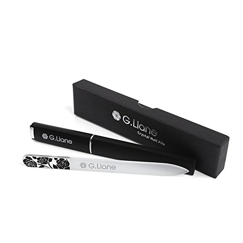 Crystal Glass Nail File - G.Liane Professional Double Sided Etched Glass Nail Files With Case For Shaping The Natural Nails And Artificial Nails