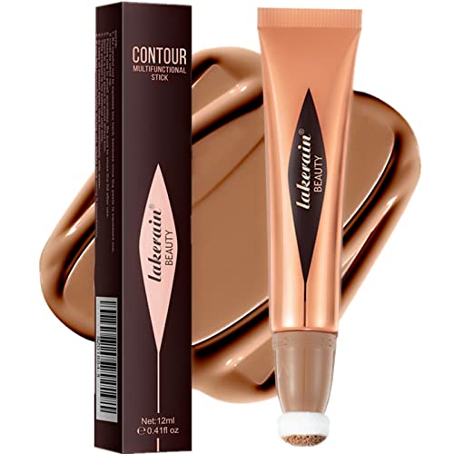 Go Ho Liquid Contour Wand,Liquid Bronzer Stick,Cream Face Concealer Contouring with Cushion Applicator,Easy to Blend & Long Lasting & Smooth Natu