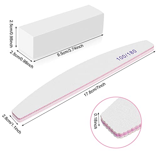 FRIUSATE 10 pieces White Nail Buffer Block with Nail Files Nail File Sanding Blocks Smoothing Shaping and Buffing for Natural Acrylic and Gel Nai