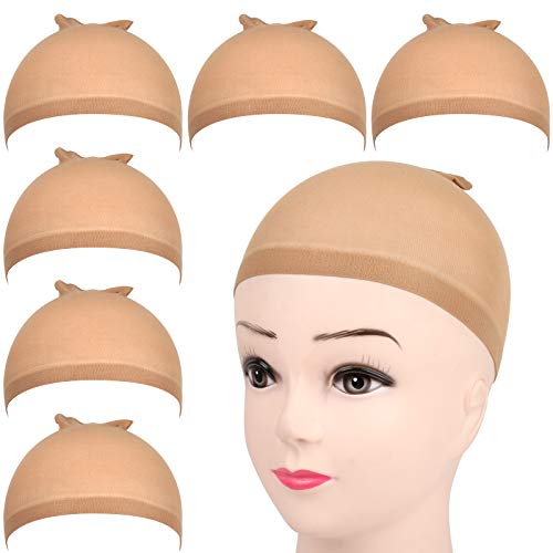 FANDAMEI 6 Pcs Black Nylon Stocking Caps - Elastic Stretchy Nylon Stocking Wig Cap for Women, Unisex Nylon Stretch Wig Cap with Close End for Men