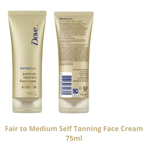 Self-Tan Bundle Contains Dove DermaSpa Summer Revived Self- Tanning Body Mousse 150m x1, Body Lotion 200ml x1 And Face cream 75ml, For Fair to Me
