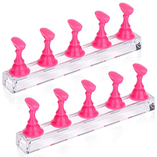 PROUSKY 2 Sets Nail Display Stand Fingernail DIY Nail Art Display Nail Tip Practice Holder Magnetic Nail Art Stand for False Nail Tip Manicure To