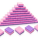 50Pcs Mini Nail Buffer Blocks, 100/180 Grit Nail Buffer for Acrylic & Natural Nails, Nail Buffing Block Manicure Tools for Salon Use (Pink & Purp