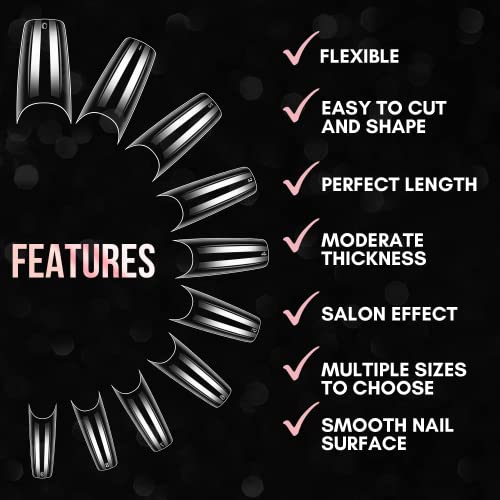 Makartt French Nail Tips, 500pcs Half Cover False Nail Tips, False Nails, Fake Nails, Press on Nails, Acrylic Nail Tips, Nail Tips for Acrylic Ex
