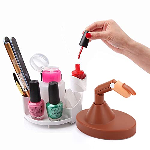 LIONVISON Practice Finger,3 Pcs Flexible False Finger 100 Pcs Replaceable Nail Tips Training Finger Display with Base Practice Fake Finger for Ac