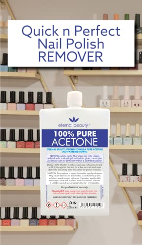 Acetone 100% Pure 100ml Gel Nail Polish Remover for UV/LED, Gel Soak Off, Removes All Types of Nail Polish, By Eternal Beauty