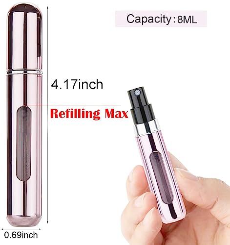 Perfume Atomizer Refillable, 8 ml Refillable Atomiser Perfume Spray Bottle Mini Underfill Empty Travel Bottle Clear Visual Container Bottle Set o