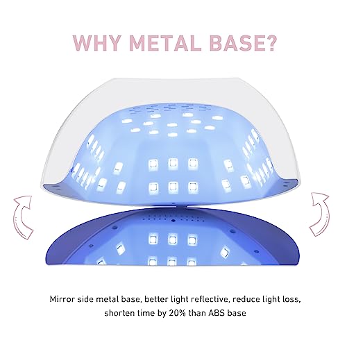 BOLASEN Professional UV Nail Lamp, 80W LED Nail Lamp for Gel Polish, Quick-Drying Nail Dryer Gel Nail Lamp with Metal Base, 42 Beads, 4 Timers &