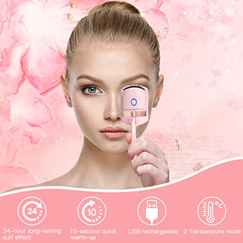BomnKa Heated Eyelash Curler, Eyelash Curler with Comb Long Lasting Quick Natural Curl USB Rechargeable Electric Eyelash Curler with 2 Heating Mo