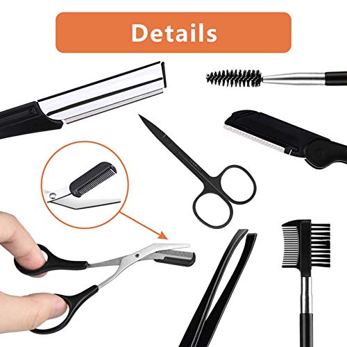 Eyebrow Set, Eyebrow Trimming Kit,Eyebrow Grooming Kit, Include Eyebrow Razor, Eyebrow Brush,Eyebrow Scissors, Facial Trimmer, Shaver, Tweezers,