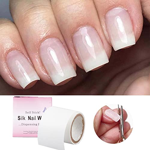 NICENEEDED 2 Rolls Fiberglass Silk Nail Wrap Self Adhesive, Bandage Tape Easy Trimerable for Damaged Nail Tips Repair, Nail Art Extension Sticker