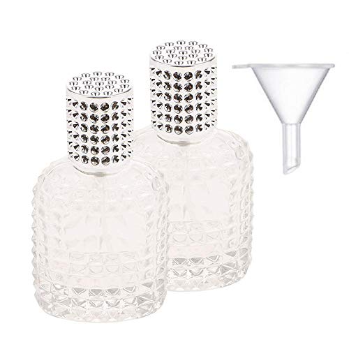 JUN-H 2 Pieces Perfume Bottle Atomizer Crystal Translucent Glass Art Empty Oval Pineapple Perfume Bottle Refillable for 30ml Travel Gift with Fil
