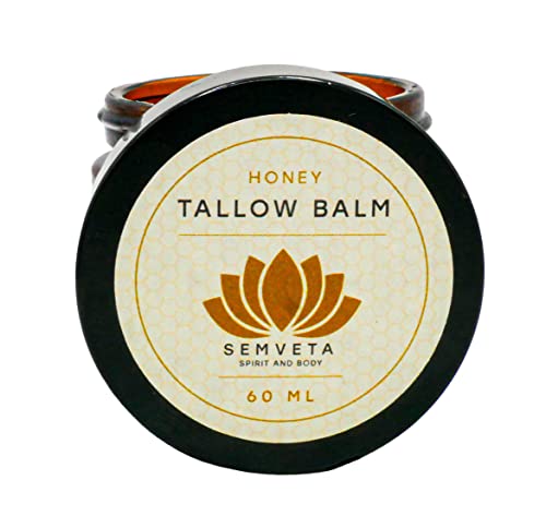 Honey Tallow Balm - 100% Grass Fed Moisturizing Tallow Balm For Sensitive Skin - Tallow Face Cream - Skincare, Tallow Butter, Honey - Tallow Balm