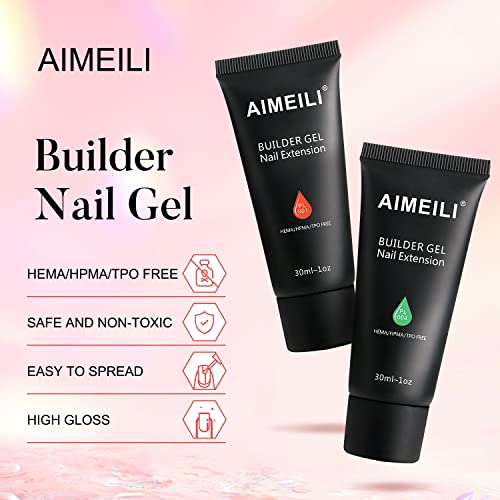 AIMEILI Poly Nail Gel Set, 6 Colors 15ml Nude Pink Brown Daily Collection Nail Extension Gel Set Builder Nail Gel French Manicure DIY Design Nail
