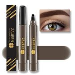 Tattoo Eyebrow Pen with Fork Tip, Microblading Brow Pencil, Waterproof, Long Lasting, Natural Looking, Stays on All Day (Black Brown)