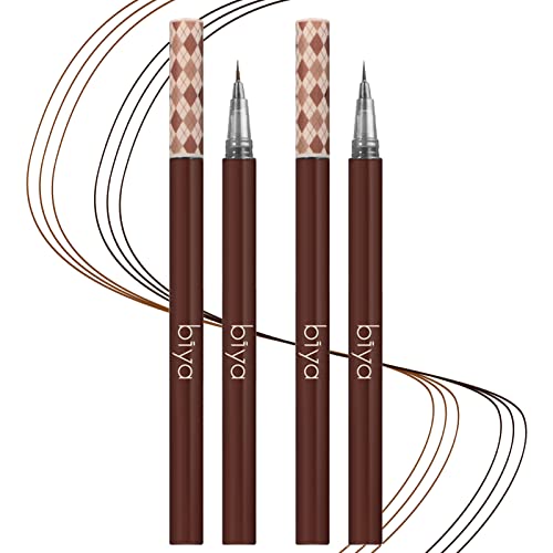 Eyebrow Pencils 2 Pack, Ultra-Fine Waterproof Brow Pen in Light Brown & Gray, Microfilling Felt Tip for Precision, Long-Lasting Makeup, Natural D