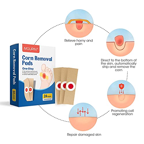Corn Remover Pads, Wart Remover, Foot Corn Remover Patch, 24 Pcs Corn Removal Pads,Corn Plaster with Hole for Feet, Hand, Toe for Feet Care and C