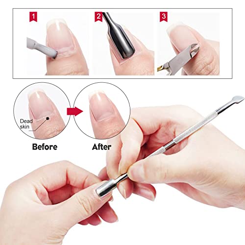 Sularpek 2 Pack Cuticle Pusher and Cuticle Peeler, Cuticle Pusher Stainless Steel Dual Head Nail Scraper,Nail Gel Polish Remover Tool for Fingern