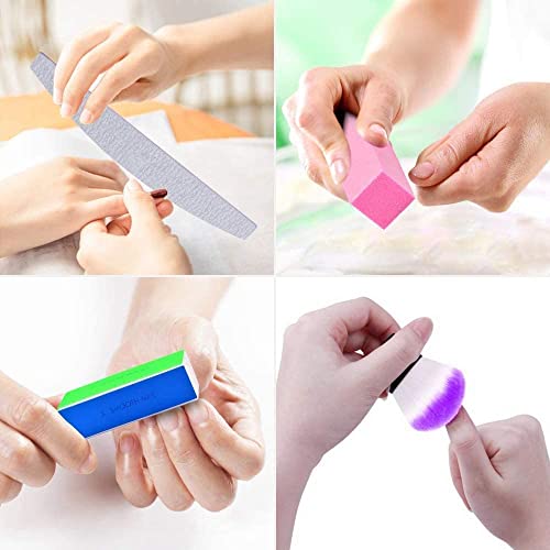 Nail File Set, 13 Pack Nail Files Buffers Nail Brush Professional Nail Files Block 100/180 Grit Double Sided Emery Board Manicure Set for Nail Tr